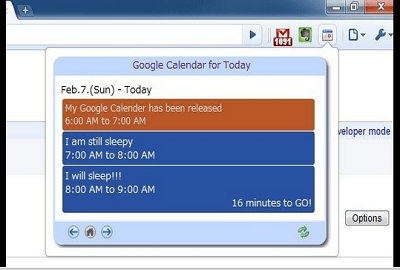 Today's Schedule in Google Calendar
